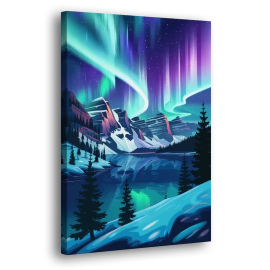 Aurora Night Horizon - Canvas Wall Art - Side