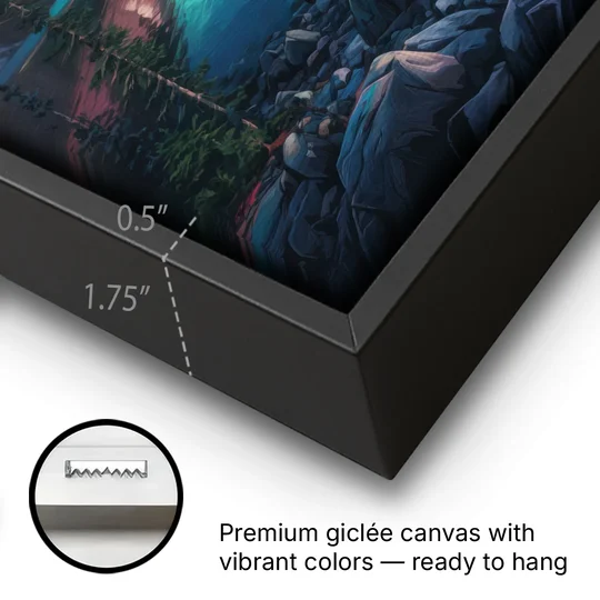Aurora Northern Lights - Black Framed Canvas Wall Art - Gallery Wrap Corner