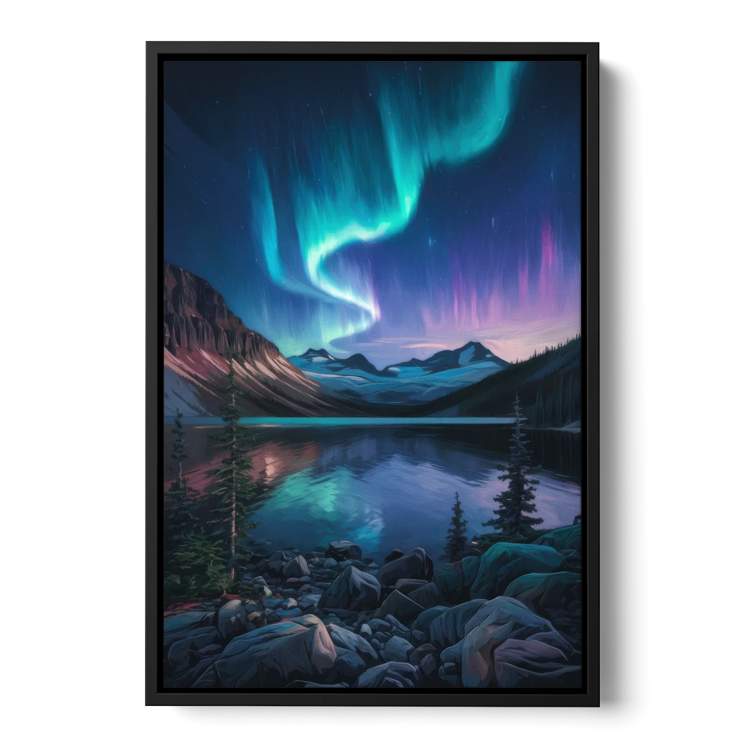 Aurora Northern Lights - Black Framed Canvas Wall Art - Front
