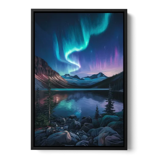 Aurora Northern Lights - Black Framed Canvas Wall Art - Front