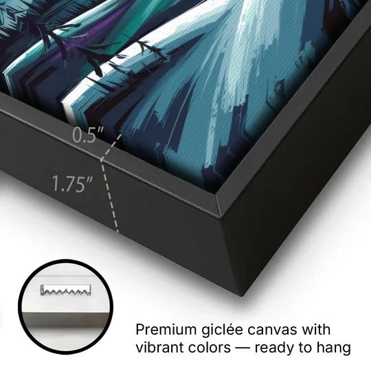 Aurora Skyline Glow - Black Framed Canvas Wall Art - Gallery Wrap Corner