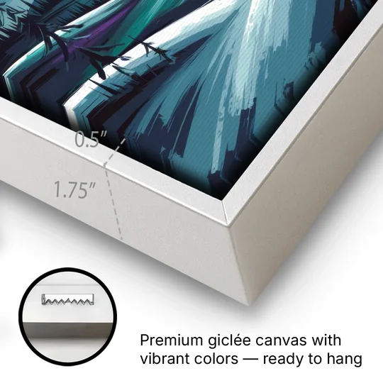 Aurora Skyline Glow - White Framed Canvas Wall Art - Gallery Wrap Corner