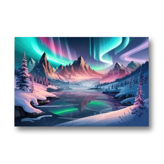 Aurora Snowy Peaks - Canvas Wall Art - Front