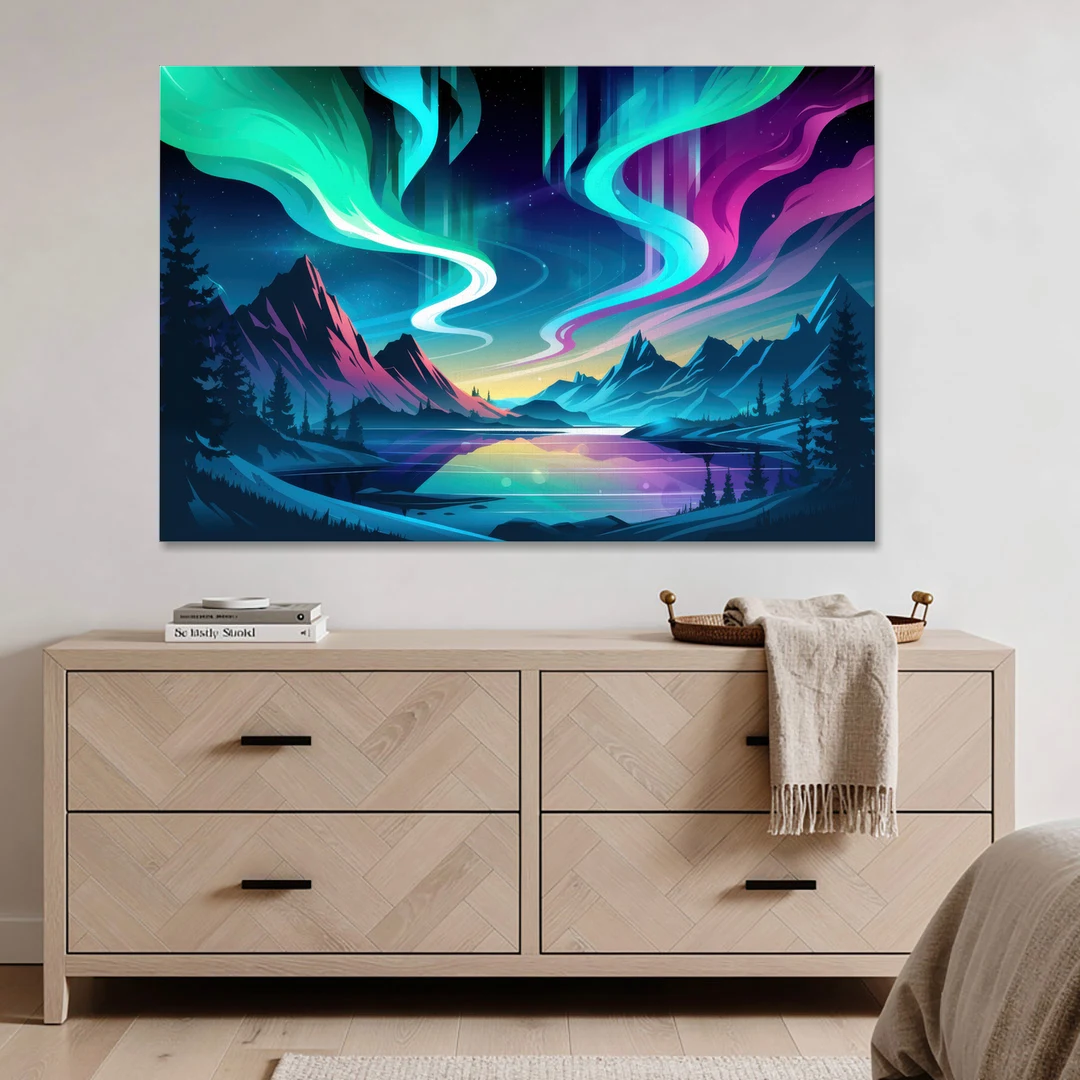 Aurora Starry Night - Canvas Wall Art - Coffee Table - 60x40