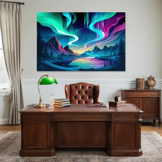 Aurora Starry Night - Canvas Wall Art - Office - 60x40