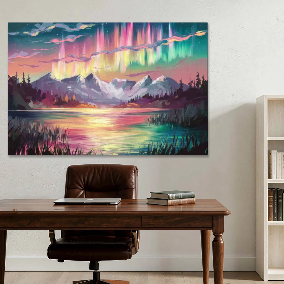 Aurora Sunset Glow - Canvas Wall Art - Office - 60x40