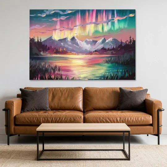 Aurora Sunset Glow - Canvas Wall Art - Sofa - 60x40