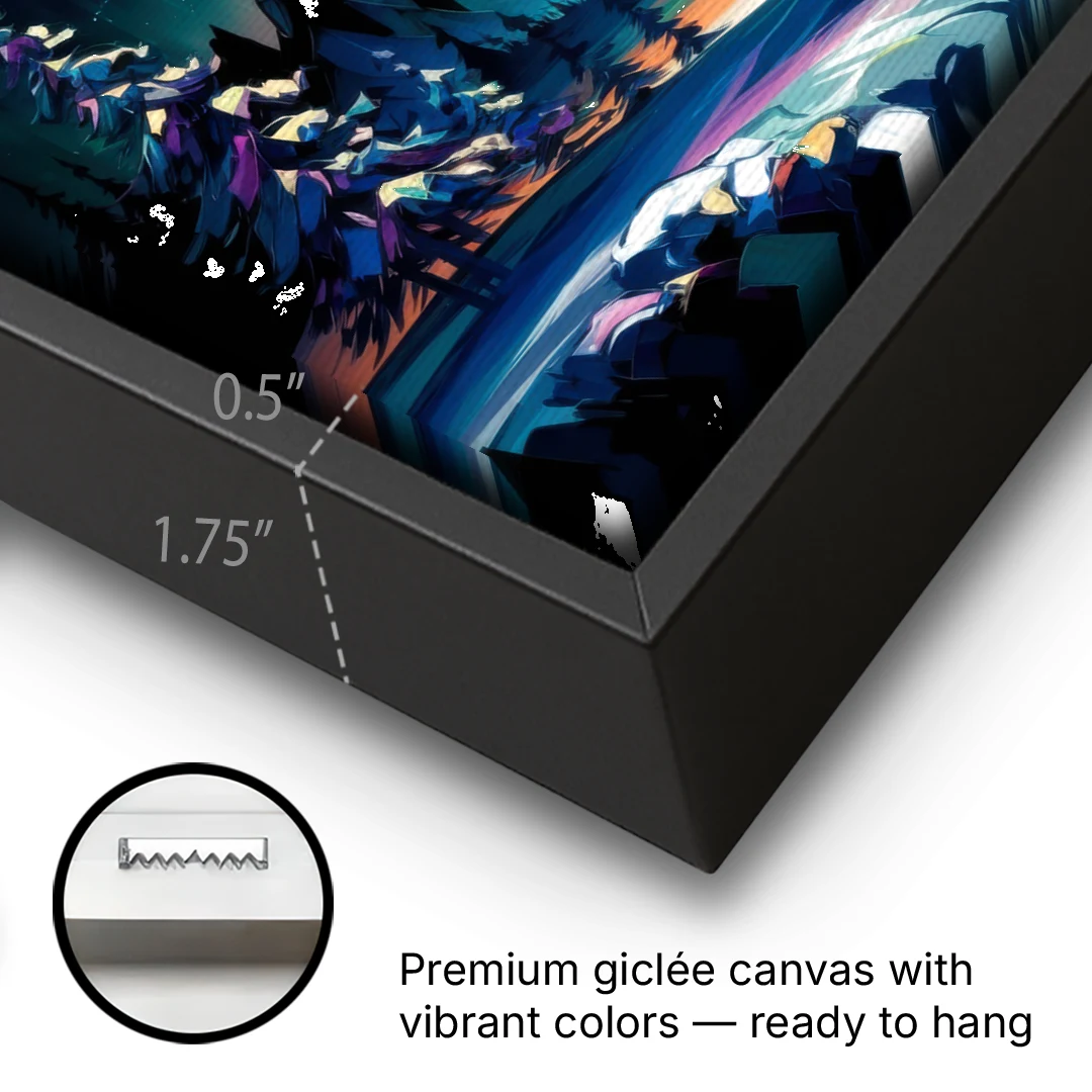 Aurora Vibrant Skies - Black Framed Canvas Wall Art - Gallery Wrap Corner