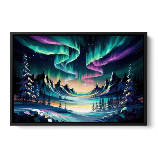 Aurora Vibrant Skies - Black Framed Canvas Wall Art - Front