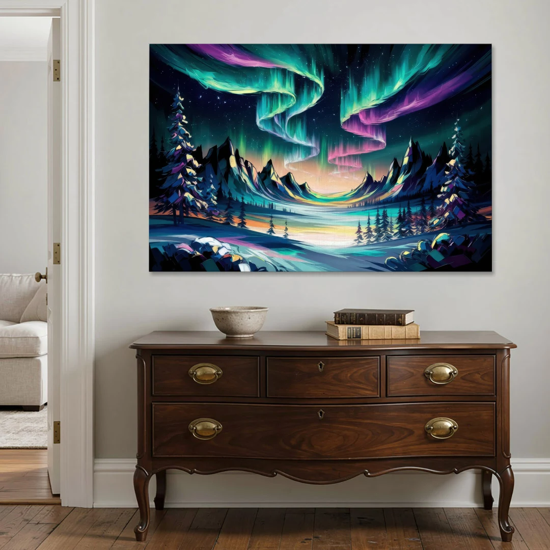 Aurora Vibrant Skies - Canvas Wall Art - Coffee Table - 60x40