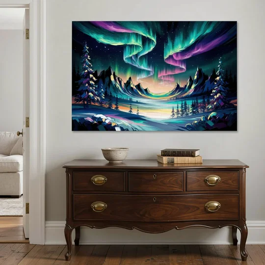 Aurora Vibrant Skies - Canvas Wall Art - Coffee Table - 60x40