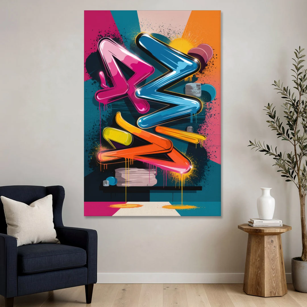 Austin Artistic Graffiti - Canvas Wall Art - Sofa - 40x60