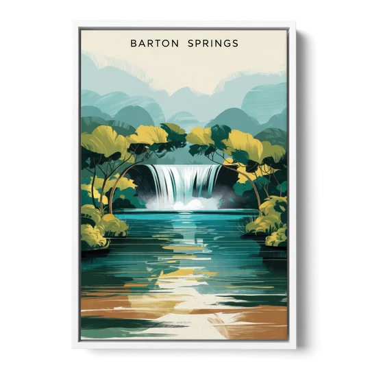 Austin Barton Springs Serenity - White Framed Canvas Wall Art - Front