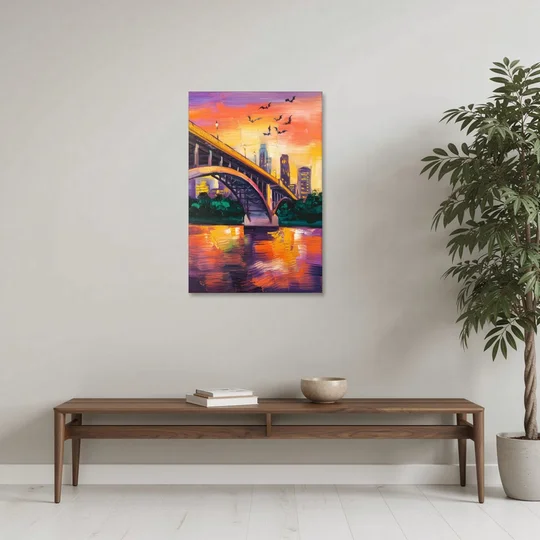 Austin Congress Avenue Bridge - Canvas Wall Art - Coffee Table - 24x36