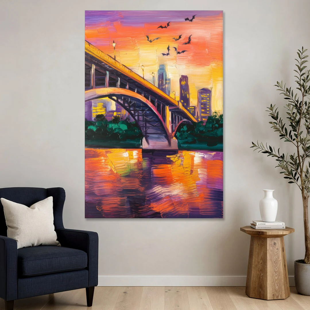 Austin Congress Avenue Bridge - Canvas Wall Art - Sofa - 40x60
