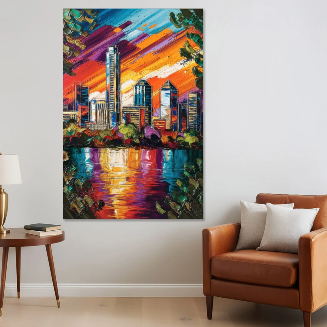 Austin Downtown Vibes - Canvas Wall Art - Sofa - 40x60
