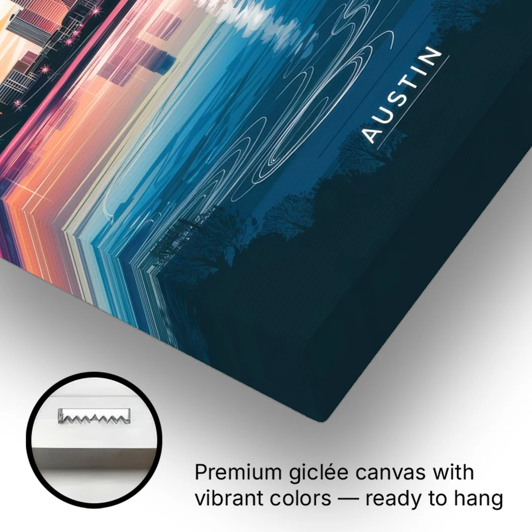 Austin Downtown Vibes Skyline - Canvas Wall Art - Gallery Wrap Corner
