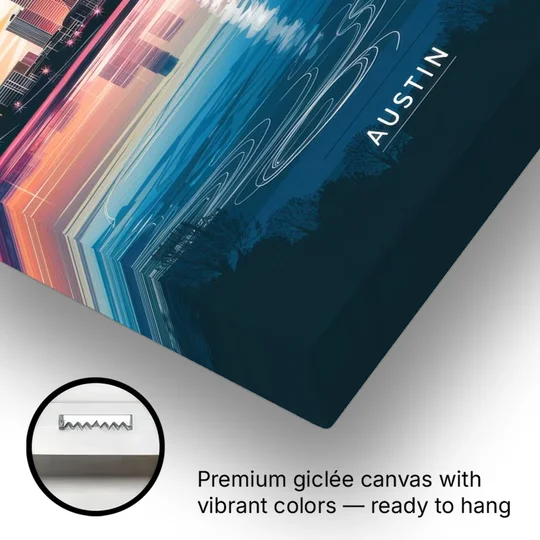 Austin Downtown Vibes Skyline - Canvas Wall Art - Gallery Wrap Corner