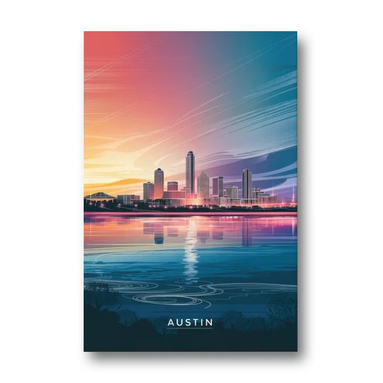 Austin Downtown Vibes Skyline - Canvas Wall Art - Front