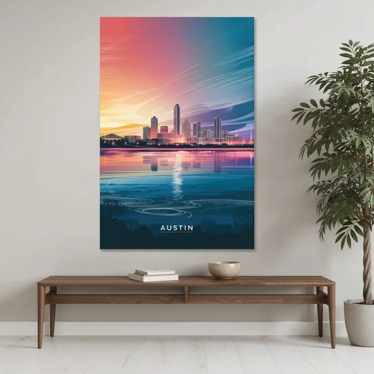 Austin Downtown Vibes Skyline - Canvas Wall Art - Coffee Table - 40x60