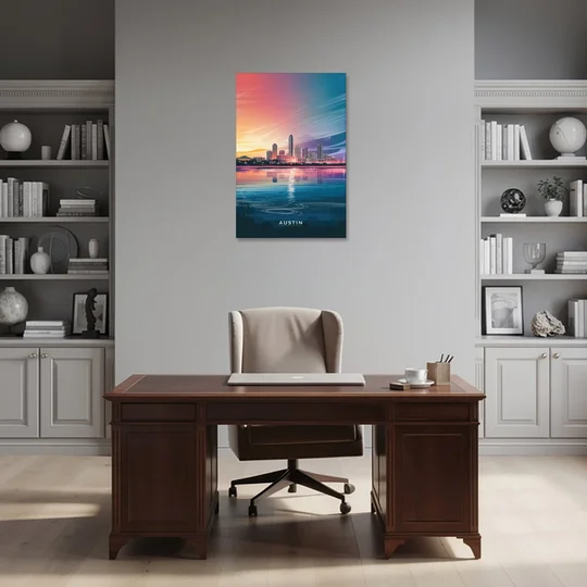 Austin Downtown Vibes Skyline - Canvas Wall Art - Office - 24x36
