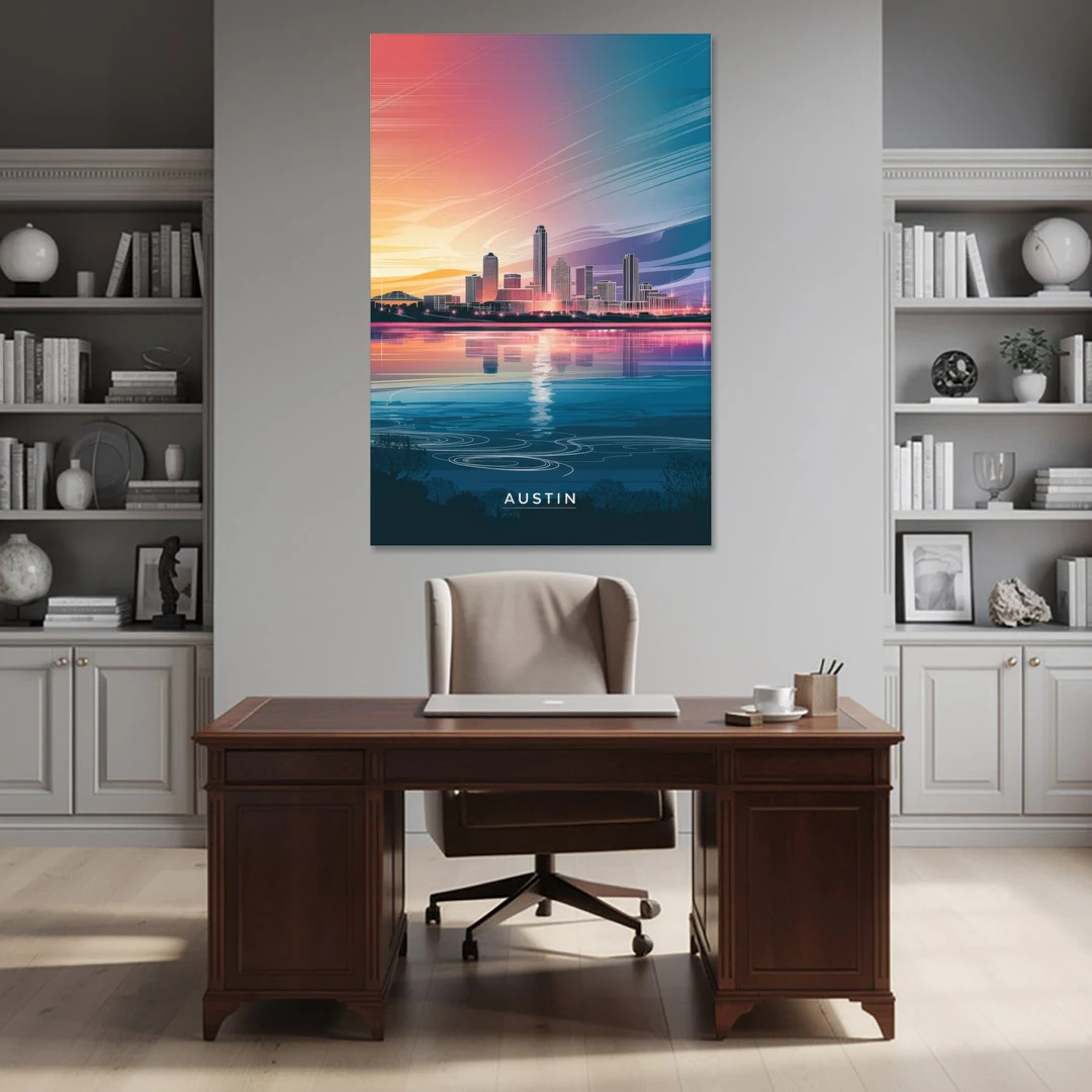 Austin Downtown Vibes Skyline - Canvas Wall Art - Office - 40x60