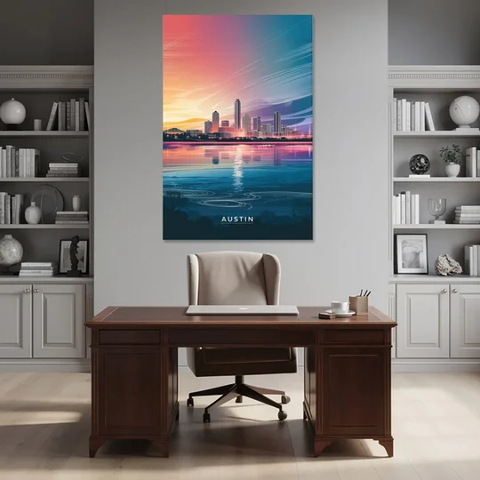 Austin Downtown Vibes Skyline - Canvas Wall Art - Office - 40x60