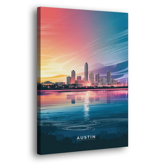 Austin Downtown Vibes Skyline - Canvas Wall Art - Side