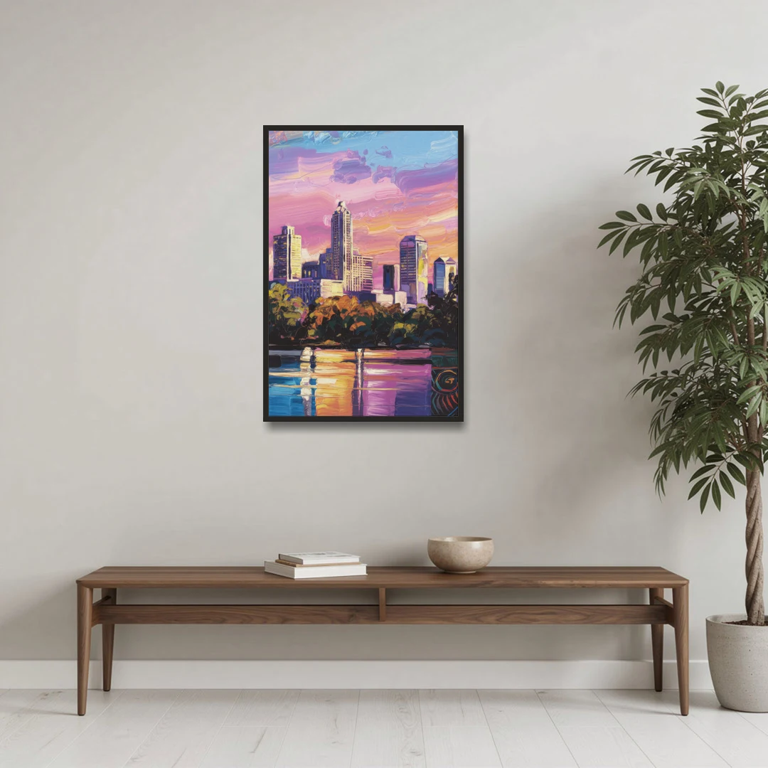 Austin East Side Murals - Black Framed Canvas Wall Art - Coffee Table - 24x36