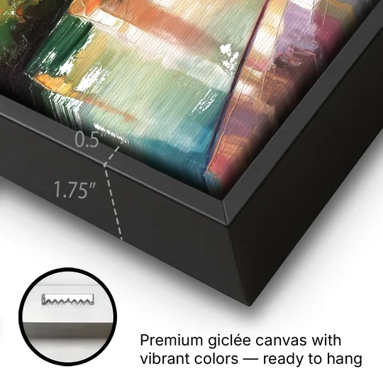 Austin Enchanting Cityscape - Black Framed Canvas Wall Art - Gallery Wrap Corner