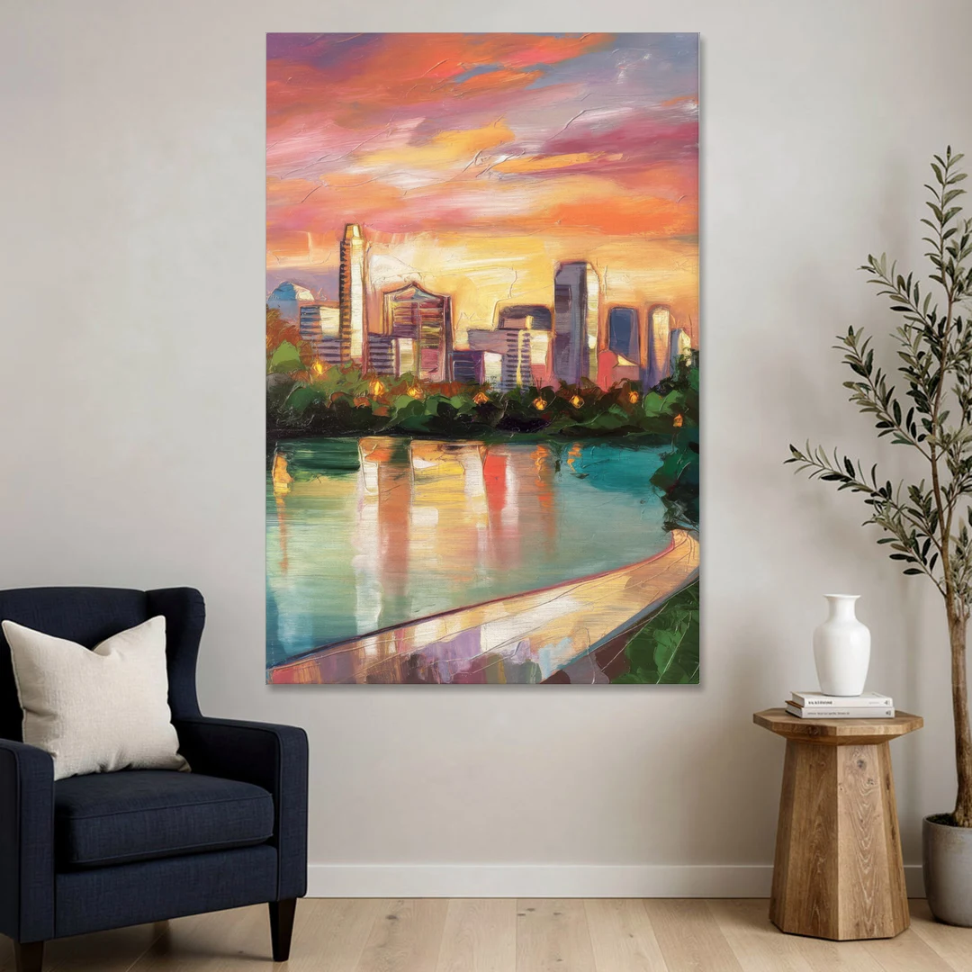 Austin Enchanting Cityscape - Canvas Wall Art - Sofa - 40x60