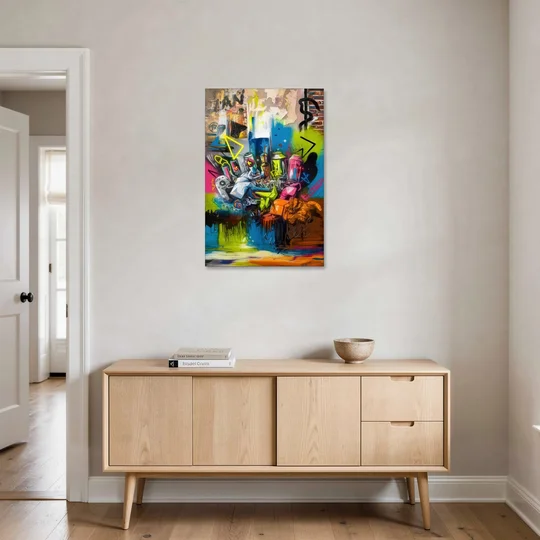 Austin Graffiti Street Style - Canvas Wall Art - Coffee Table - 24x36