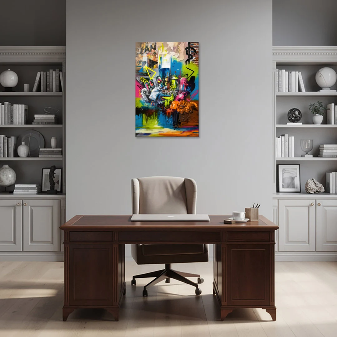 Austin Graffiti Street Style - Canvas Wall Art - Office - 24x36