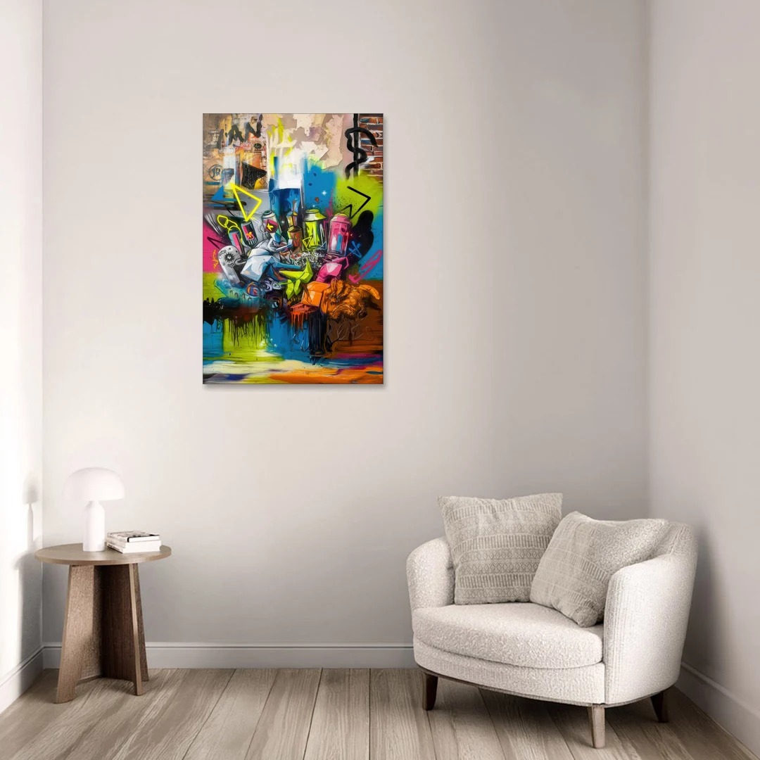 Austin Graffiti Street Style - Canvas Wall Art - Sofa - 24x36