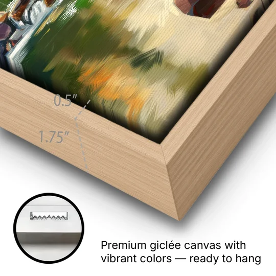 Austin Greenbelt Escape - Oak Framed Canvas Wall Art - Gallery Wrap Corner