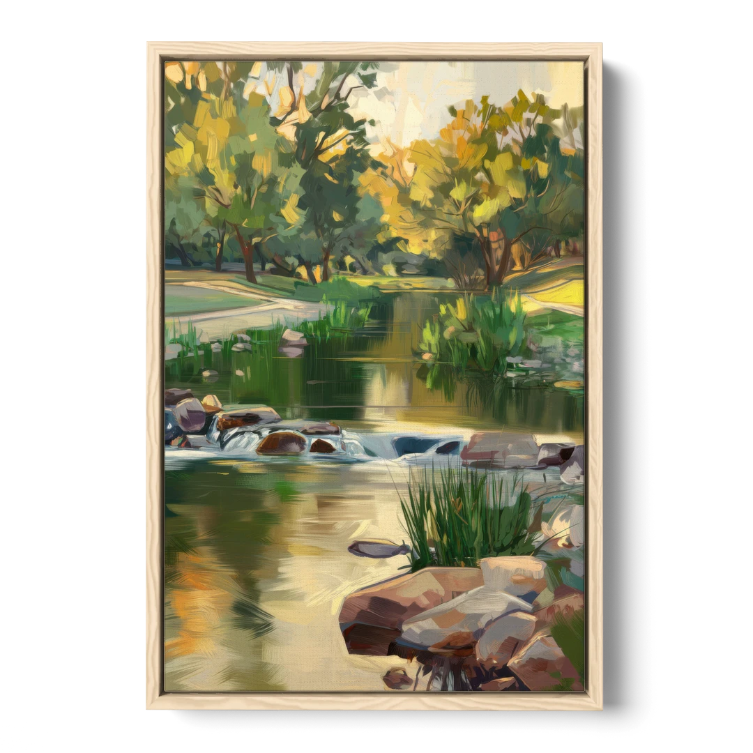Austin Greenbelt Escape - Oak Framed Canvas Wall Art - Front