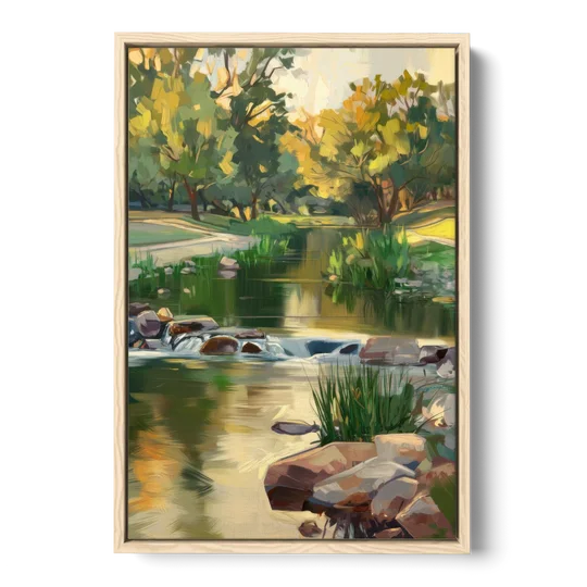Austin Greenbelt Escape - Oak Framed Canvas Wall Art - Front