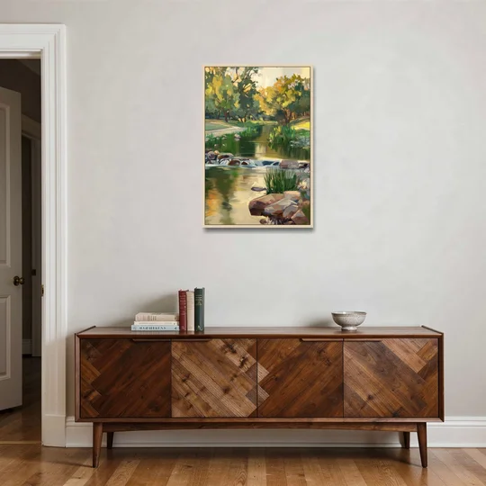 Austin Greenbelt Escape - Oak Framed Canvas Wall Art - Coffee Table - 24x36