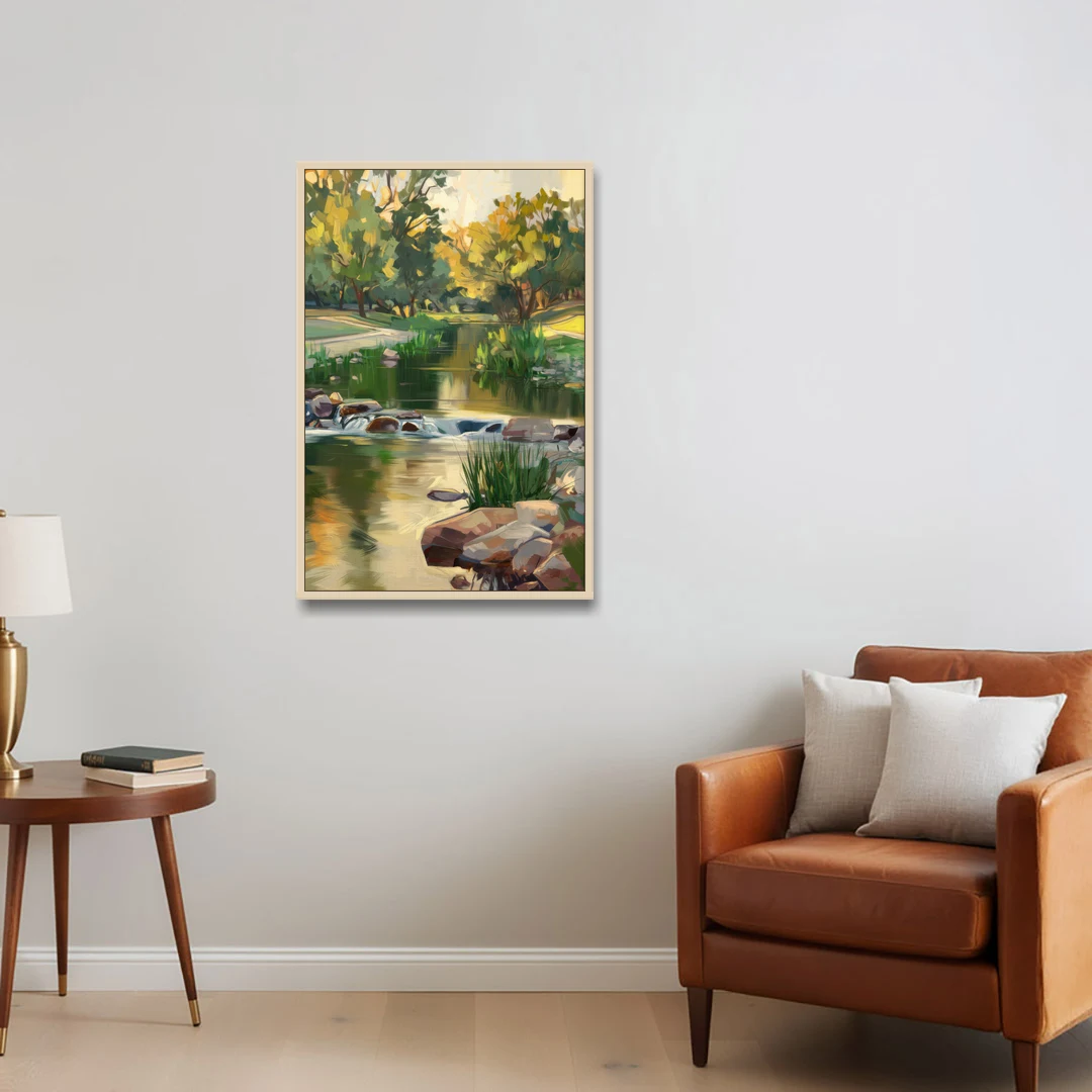 Austin Greenbelt Escape - Oak Framed Canvas Wall Art - Sofa - 24x36