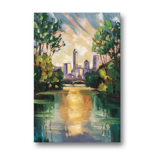 Austin Lady Bird Lake Scene - Canvas Wall Art - Front