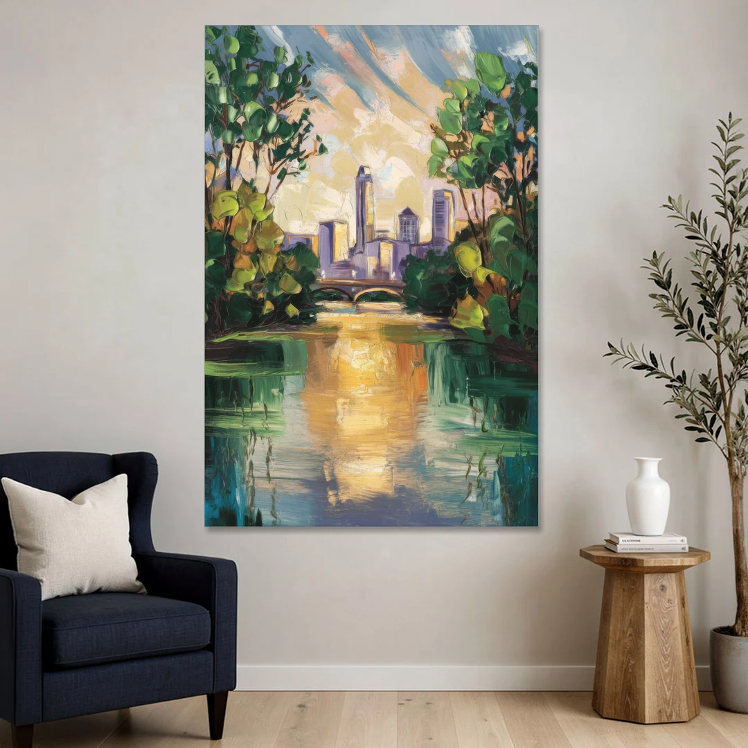 Austin Lady Bird Lake Scene - Canvas Wall Art - Sofa - 40x60