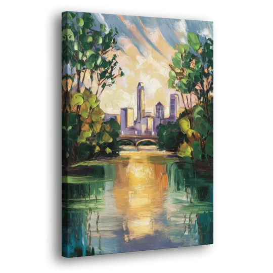 Austin Lady Bird Lake Scene - Canvas Wall Art - Side