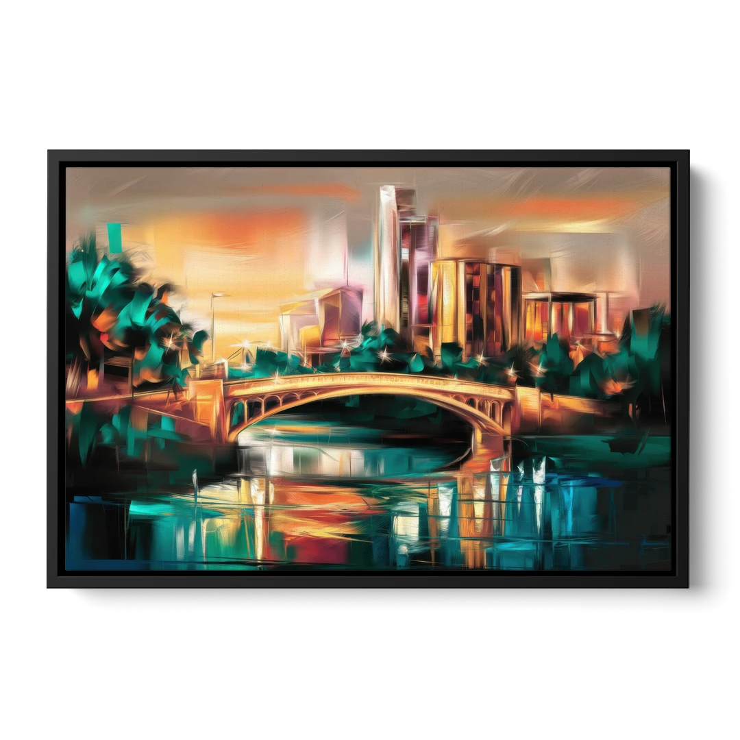 Austin Lamar Boulevard Magic - Black Framed Canvas Wall Art - Front