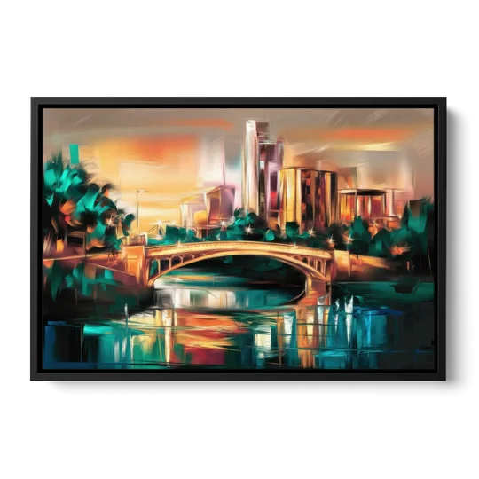 Austin Lamar Boulevard Magic - Black Framed Canvas Wall Art - Front