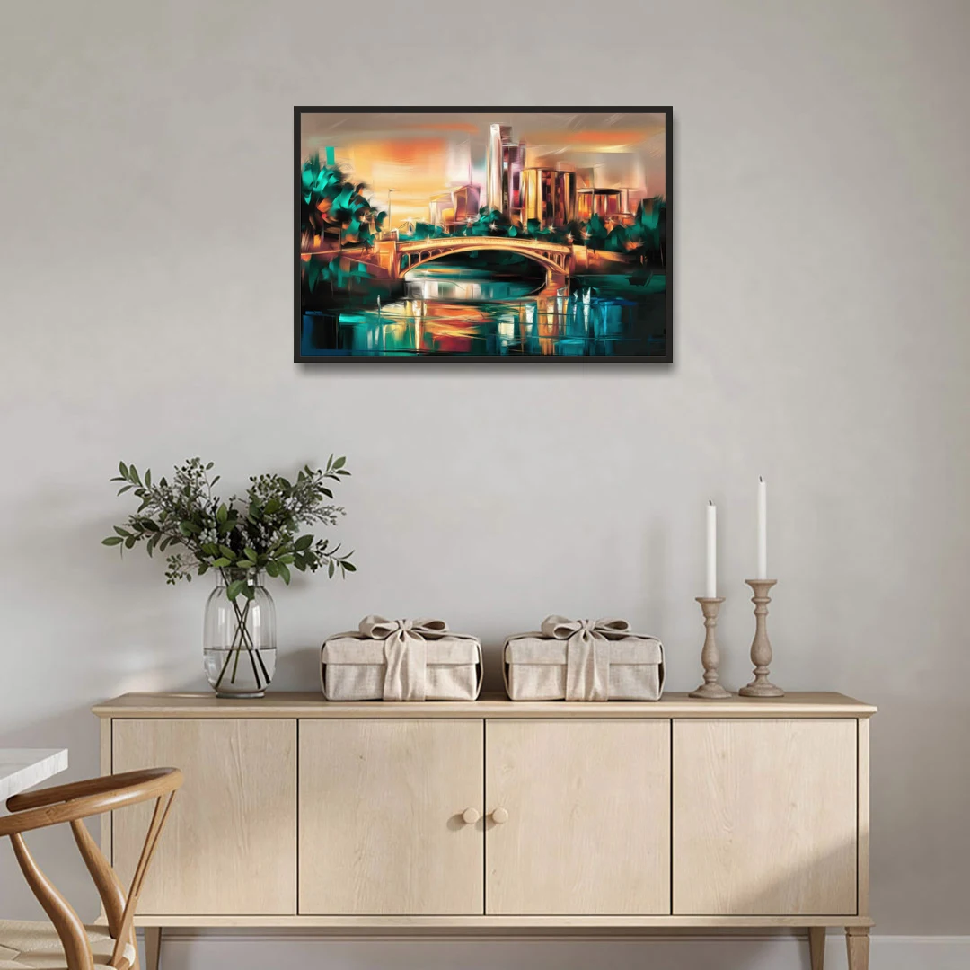 Austin Lamar Boulevard Magic - Black Framed Canvas Wall Art - Coffee Table - 36x24