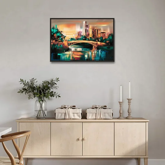 Austin Lamar Boulevard Magic - Black Framed Canvas Wall Art - Coffee Table - 36x24