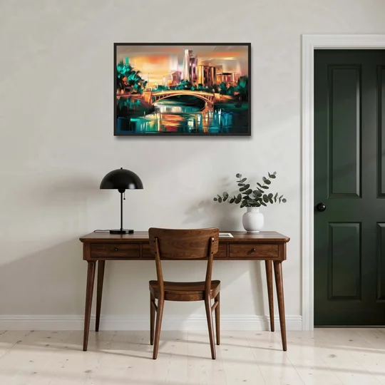 Austin Lamar Boulevard Magic - Black Framed Canvas Wall Art - Office - 36x24