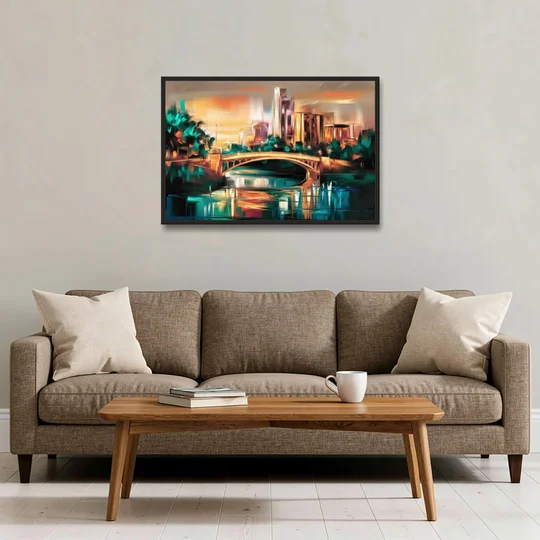 Austin Lamar Boulevard Magic - Black Framed Canvas Wall Art - Sofa - 36x24