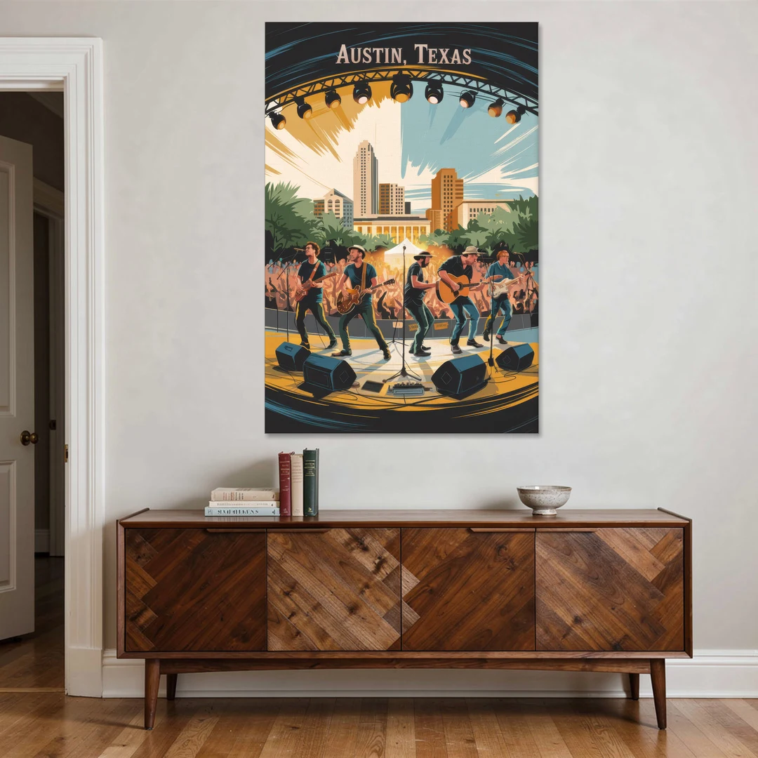 Austin Live Music Capital - Canvas Wall Art - Coffee Table - 40x60