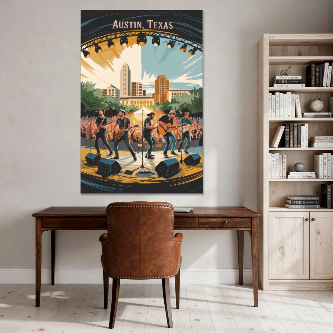 Austin Live Music Capital - Canvas Wall Art - Office - 40x60